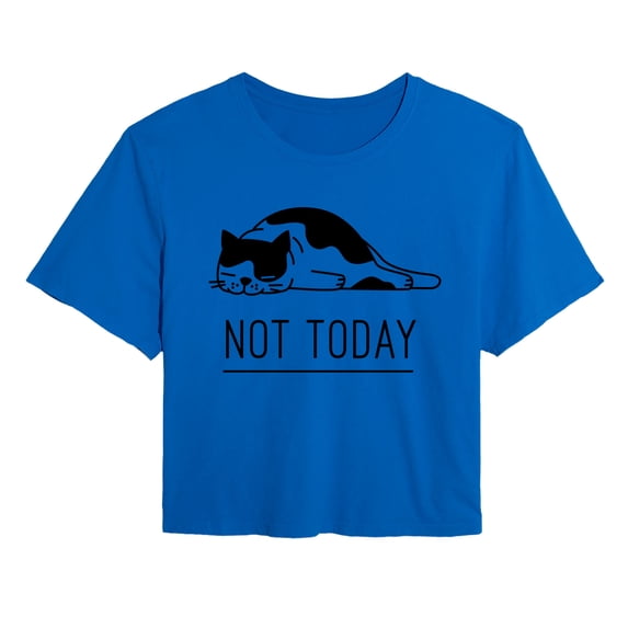 Instant Message - Not Today Cat Cropped Graphic T-Shirt