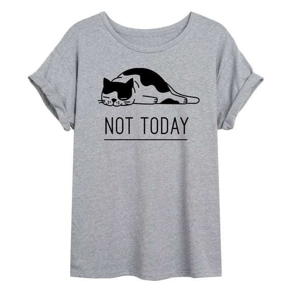 Instant Message - Not Today Cat - Juniors Oversized Graphic T-shirt