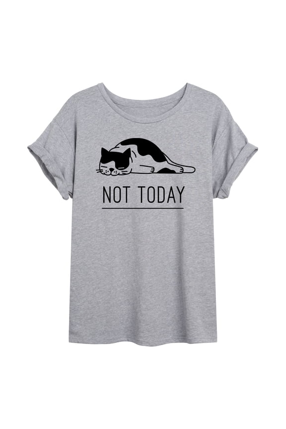 - Not Today Cat Oversized Graphic T-Shirt