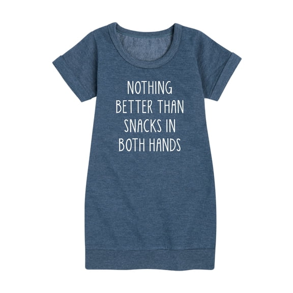Instant Message - Nothing Better Snacks In Both Hands Graphic Short Sleeve Fleece Dress