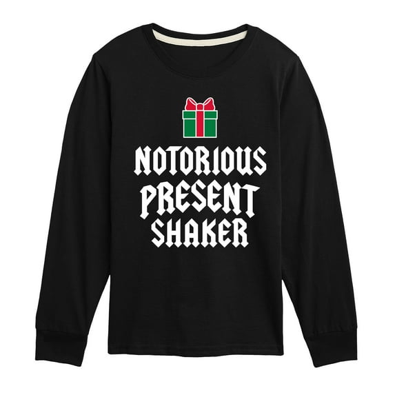 Instant Message - Notorious Present Shaker Christmas - Toddler & Youth Long Sleeve Graphic T-Shirt