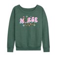 thumbnail image 1 of Instant Message - Nurse Flowers - Women's Lightweight French Terry Long Sleeve Shirt, 1 of 6