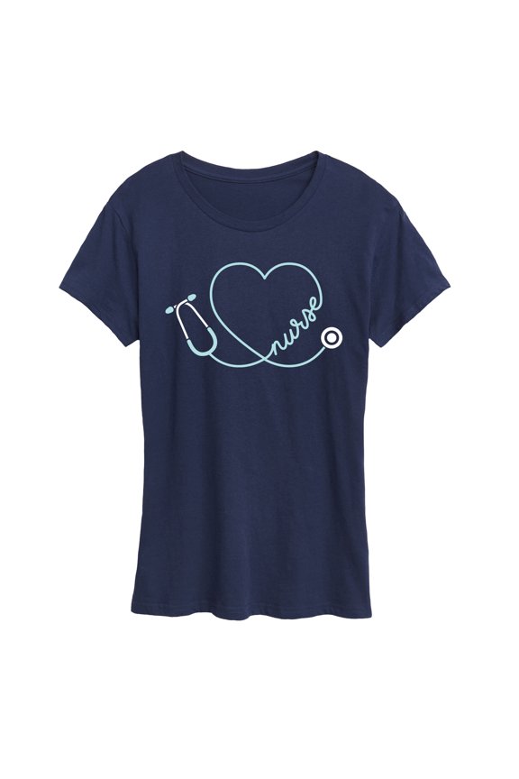 - Nurse Heart Stethoscope - Women's Short Sleeve Graphic T-Shirt