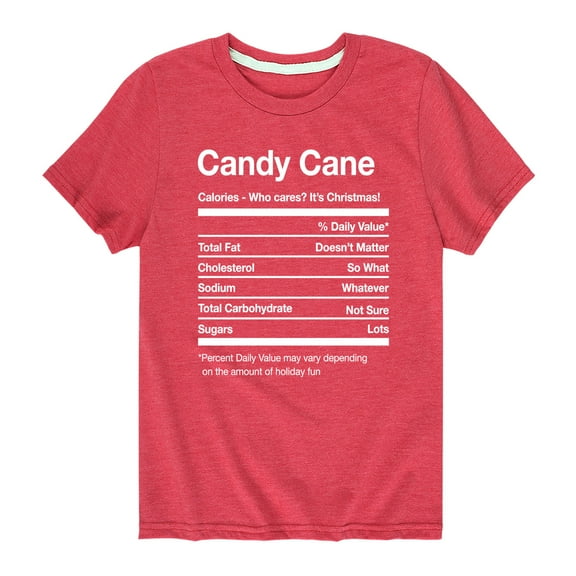 Instant Message - Nutrition Facts For  Candy Cane - Youth Short Sleeve Tee