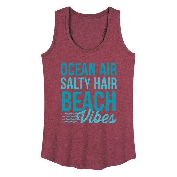 Instant Message - Ocean Air, Salty Hair, Beach Vibes - Women's Racerback Tank Top
