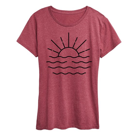 Instant Message - Ocean Sunset Linework Short Sleeve Graphic T-Shirt