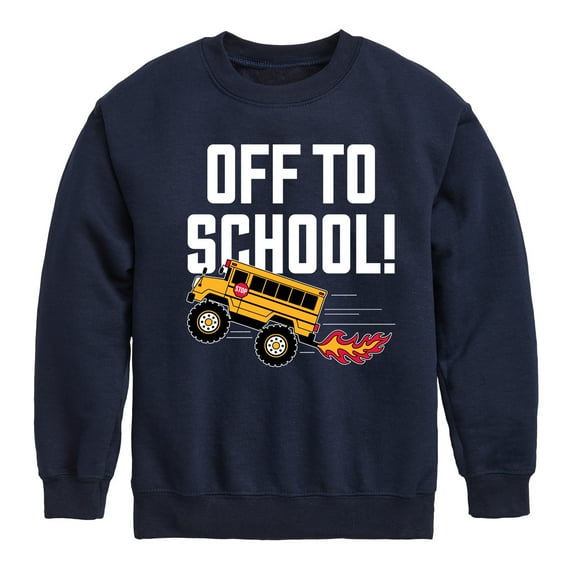 Instant Message - Off To School Bus - Toddler & Youth Crewneck Fleece Sweatshirt