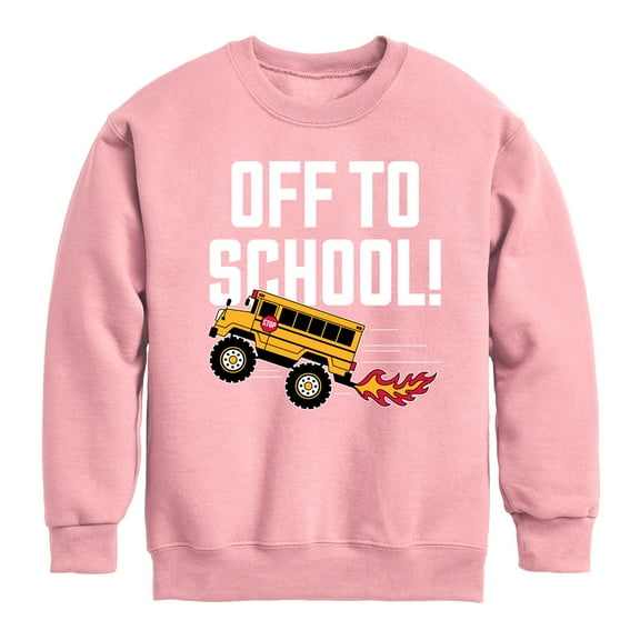 Instant Message - Off To School Bus - Toddler & Youth Crewneck Fleece Sweatshirt