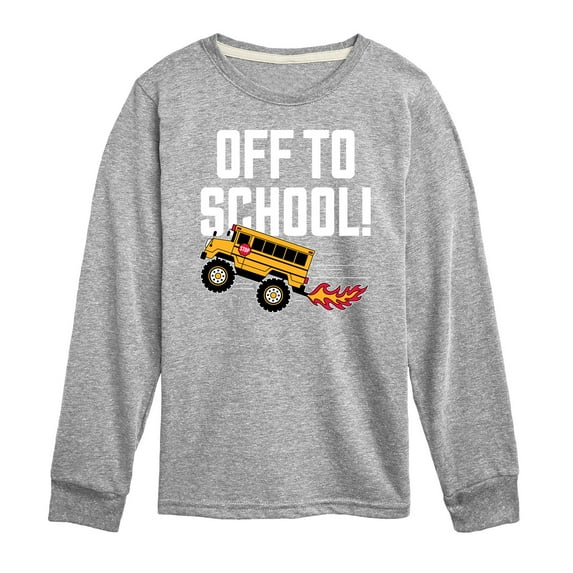 Instant Message - Off To School Bus - Toddler & Youth Long Sleeve Graphic T-Shirt