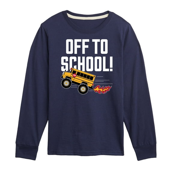 Instant Message - Off To School Bus - Toddler & Youth Long Sleeve Graphic T-Shirt
