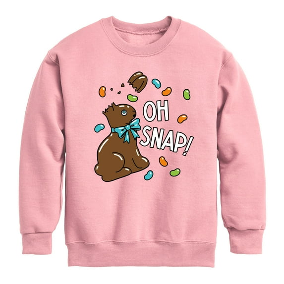 Instant Message - Oh Snap Chocolate Bunny - Toddler And Youth Crewneck Fleece Sweatshirt