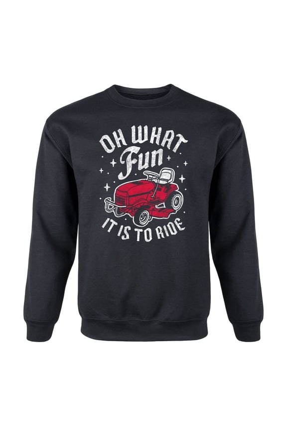- Oh What Fun It Is To Ride - Christmas Drinking Santa Adult Crew Fleece