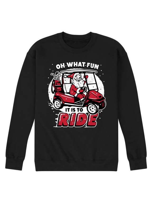 - Oh What Fun Santa Golf Cart Christmas Men's Graphic Fleece Sweatshirt
