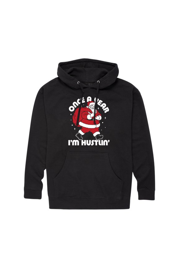 - Once A Year Hustlin Santa Christmas - Men's Pullover Hooded Fleece Sweatshirt