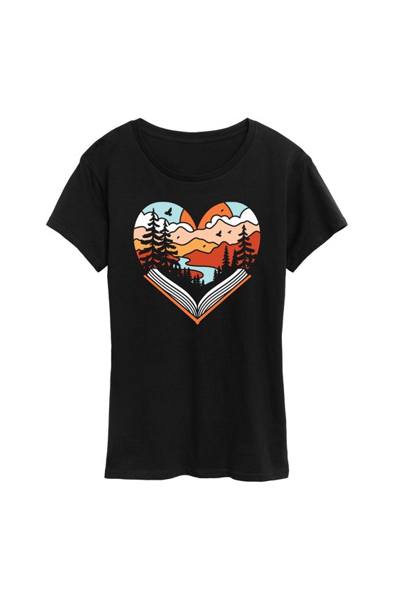 - Open Book Heart - Women's Short Sleeve Graphic T-Shirt