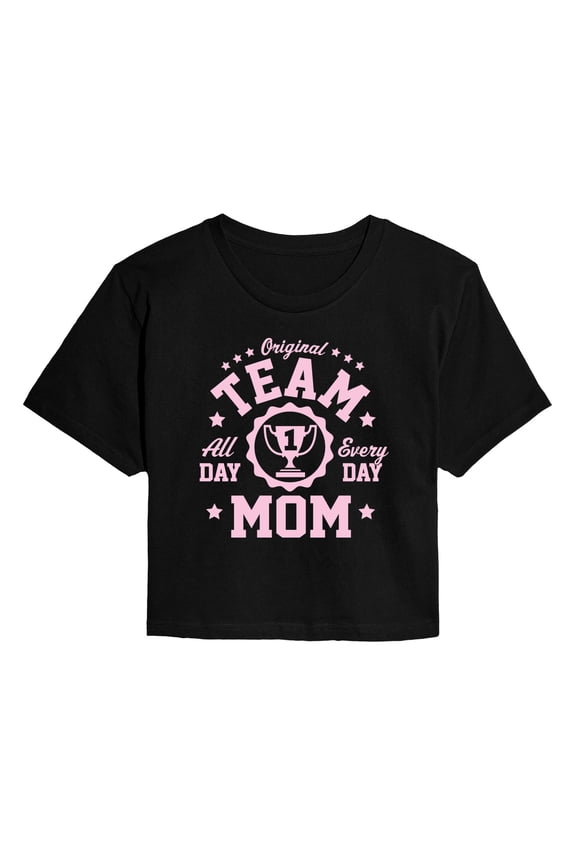 - Original Team Mom - Juniors Cropped Graphic T-Shirt