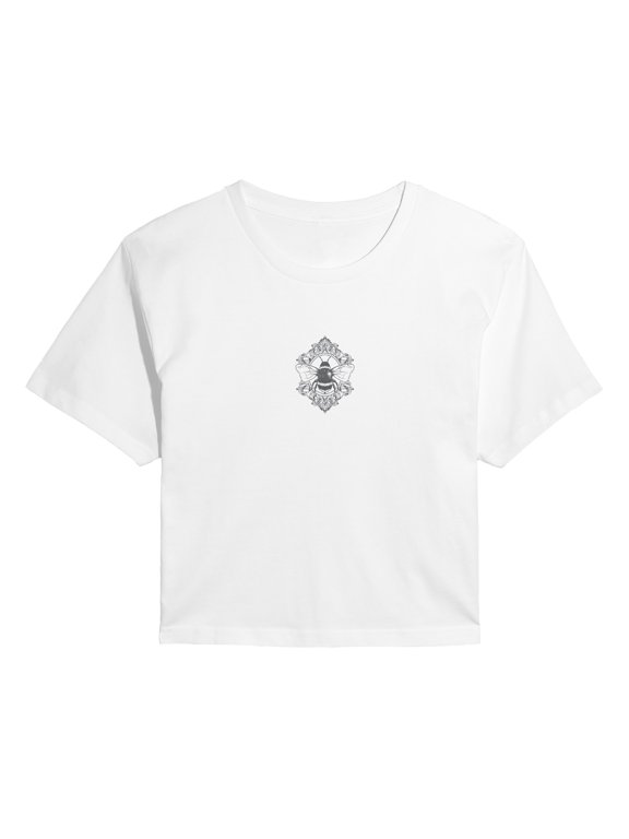- Ornamental Bee Women's Cropped Graphic T-Shirt