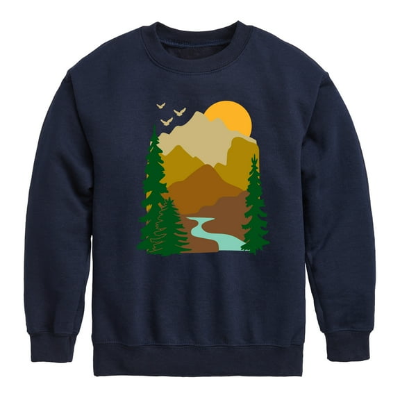 Instant Message - Outdoor Mountain Scene - Toddler & Youth Crewneck Fleece Sweatshirt
