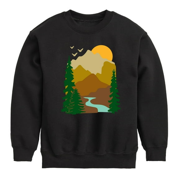 Instant Message - Outdoor Mountain Scene - Toddler & Youth Crewneck Fleece Sweatshirt