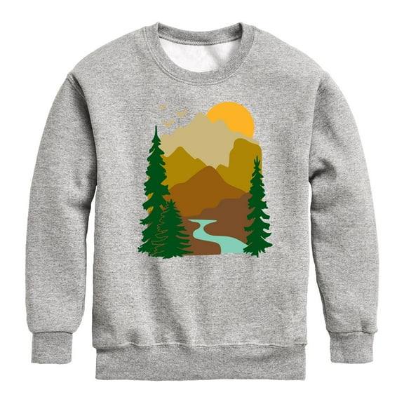 Instant Message - Outdoor Mountain Scene - Toddler & Youth Crewneck Fleece Sweatshirt