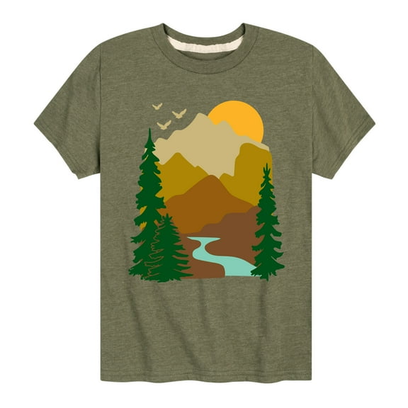 Instant Message - Outdoor Mountain Scene - Toddler & Youth Short Sleeve Graphic T-Shirt