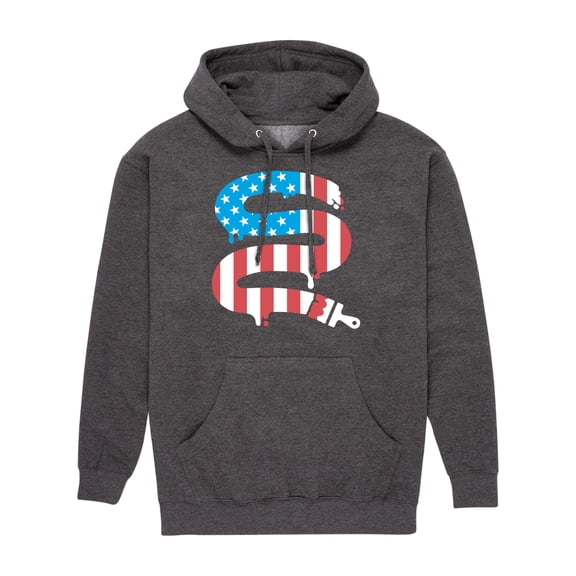 Instant Message - Paintbrush Painting American Flag - Men's Pullover Hooded Fleece Sweatshirt