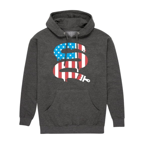 Instant Message - Paintbrush Painting American Flag - Men's Pullover Hooded Fleece Sweatshirt