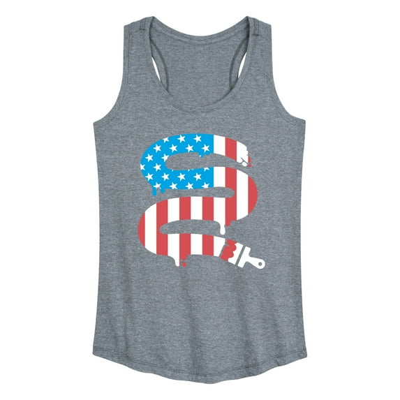Instant Message - Paintbrush Painting American Flag - Women's Racerback Tank Top