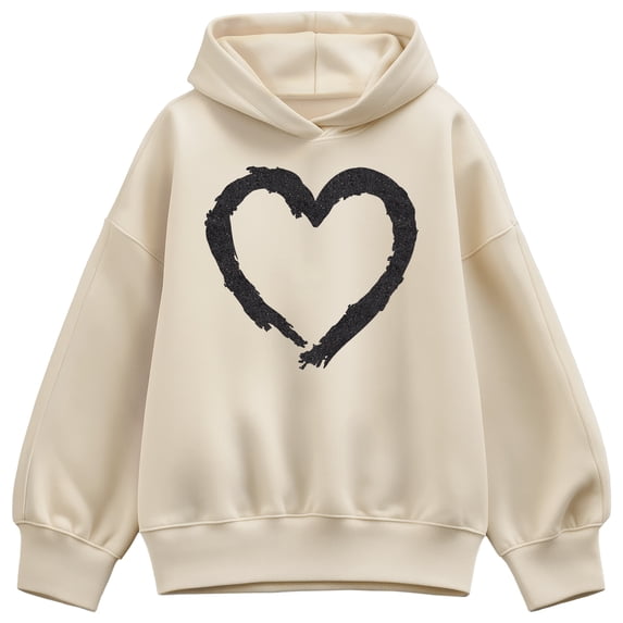 Instant Message - Paintbrush Stroke Heart Sparkle Oversized Fleece Hoodie Sweatshirt