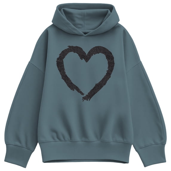 Instant Message - Paintbrush Stroke Heart Sparkle Oversized Fleece Hoodie Sweatshirt