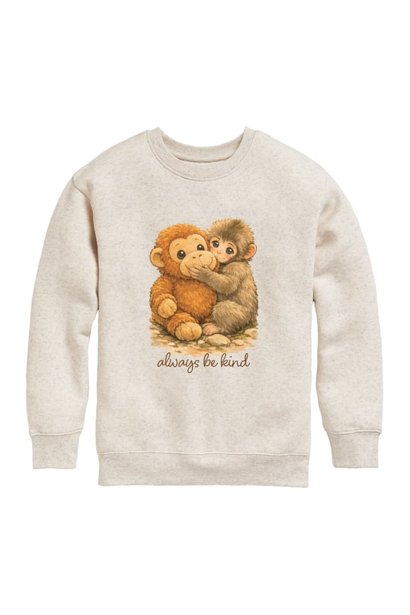 - Painterly Punch the Monkey Graphic Long Sleeve Fleece Sweatshirt