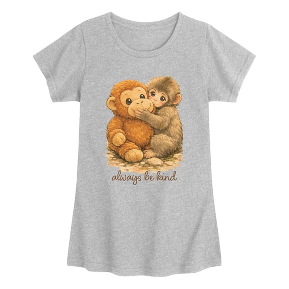 Instant Message - Painterly Punch the Monkey - Youth Girls Fitted Short Sleeve T-Shirt