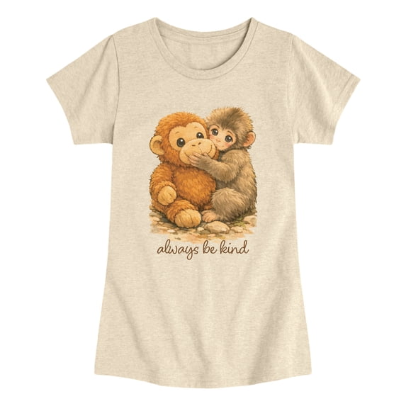 Instant Message - Painterly Punch the Monkey - Youth Girls Fitted Short Sleeve T-Shirt