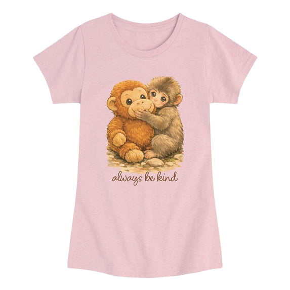 Instant Message - Painterly Punch the Monkey - Youth Girls Fitted Short Sleeve T-Shirt