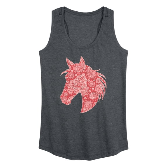 Instant Message - Paisley Horse Head - Women's Racerback Graphic Tank