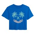 thumbnail image 1 of Instant Message - Palm Tree Hammock Face - Juniors Cropped Graphic T-Shirt, 1 of 4