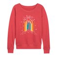thumbnail image 1 of Instant Message - Palm Tree Rainbow - Women's Lightweight French Terry Pullover, 1 of 6