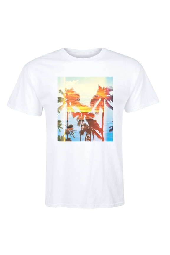 - Palm Tree Sunset - Men's Short Sleeve Graphic T-Shirt