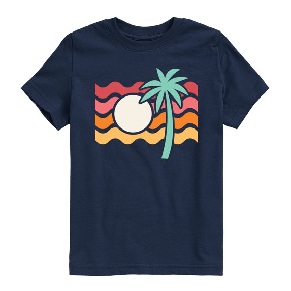 Instant Message - Palm Tree Sunset - Youth Boys Short Sleeve Graphic T-Shirt