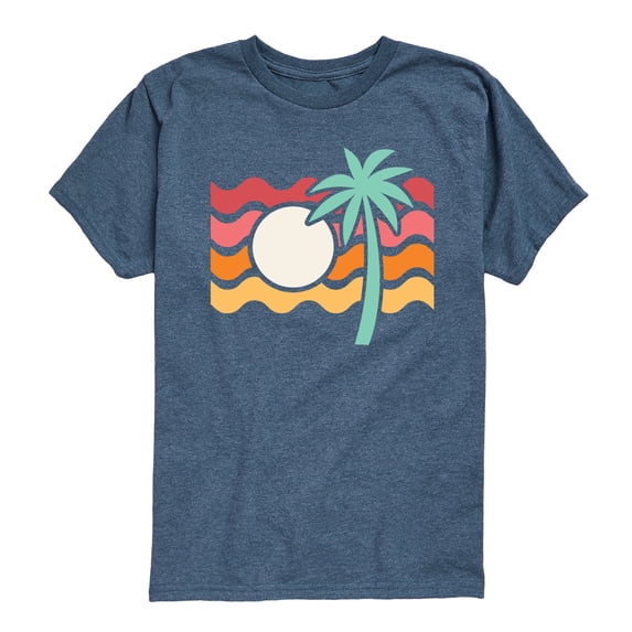Instant Message - Palm Tree Sunset - Youth Boys Short Sleeve Graphic T-Shirt