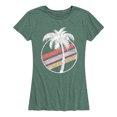 thumbnail image 1 of Instant Message - Palm Tree with Rainbow - Women's Short Sleeve Graphic T-shirt, 1 of 5