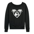 thumbnail image 1 of Instant Message - Palm Trees Heart Scene - Women's Lightweight French Terry Long Sleeve Shirt, 1 of 6
