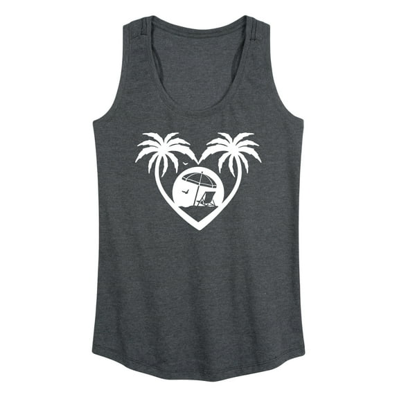 Instant Message - Palm Trees Heart Scene - Women's Racerback Tank Top