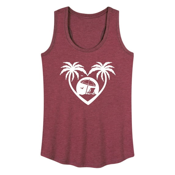 Instant Message - Palm Trees Heart Scene - Women's Racerback Tank Top