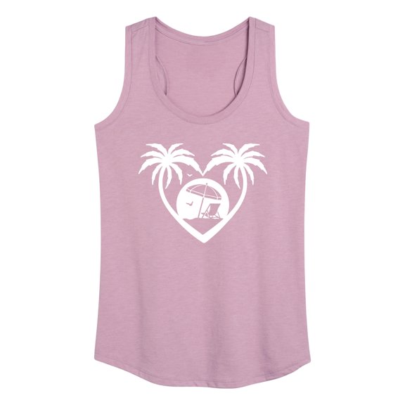 Instant Message - Palm Trees Heart Scene - Women's Racerback Tank Top