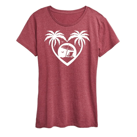 Instant Message - Palm Trees Heart Scene - Women's Short Sleeve Graphic T-Shirt