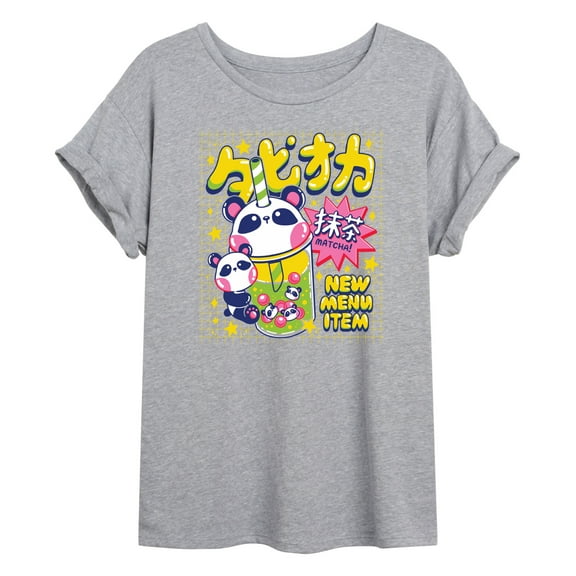 Instant Message - Panda Boba - Women's Oversized Graphic T-Shirt