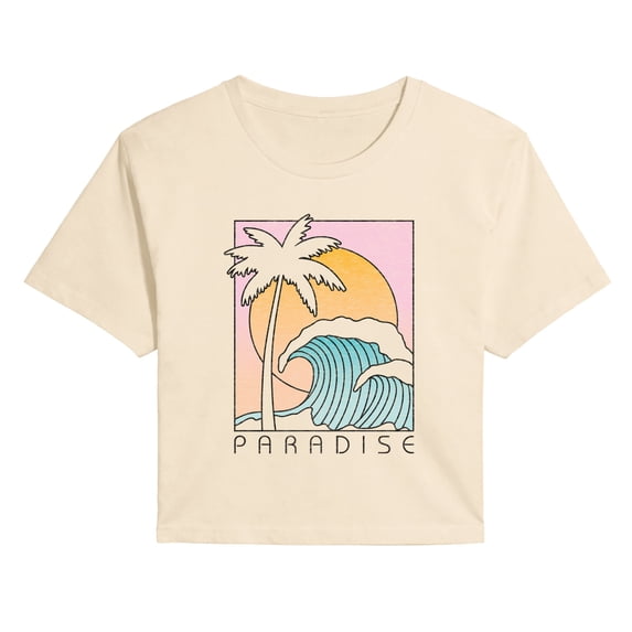 Instant Message - Paradise - Juniors Cropped Graphic T-Shirt