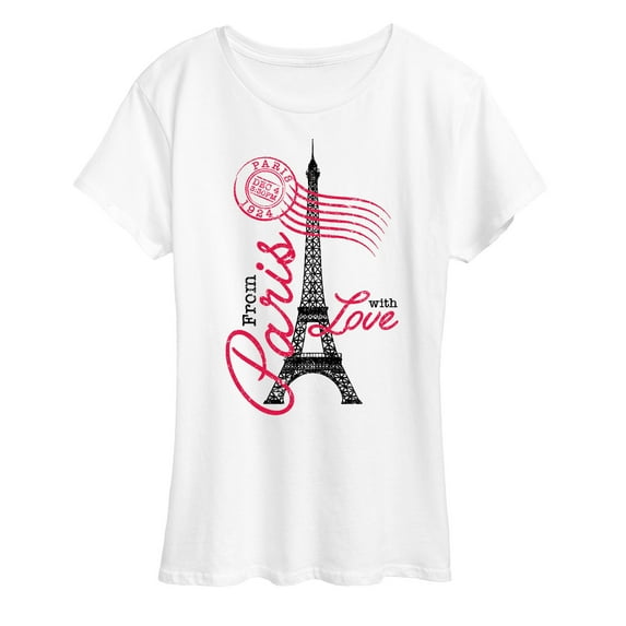 Instant Message - Paris Love Postmark - Women's Short Sleeve Graphic T-Shirt