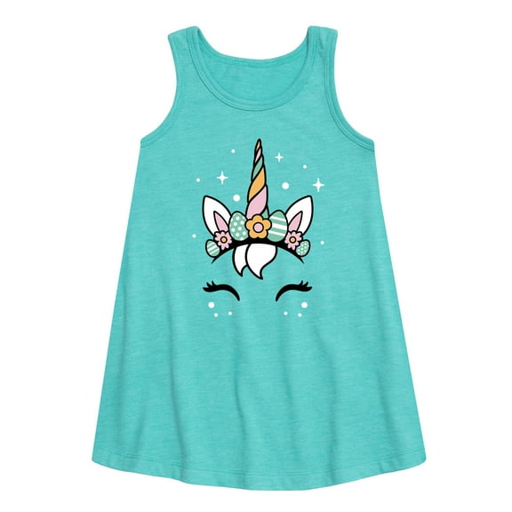 Instant Message - Pastel Easter Unicorn - Toddler and Youth Girls A-line Dress
